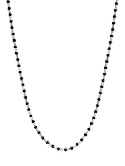Effy Eny Women's Sterling Silver, Sapphire & Diamond Tennis Necklace