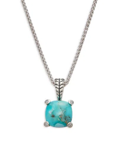 Effy Eny Women's Sterling Silver, Turquoise & Diamond Pendant Necklace