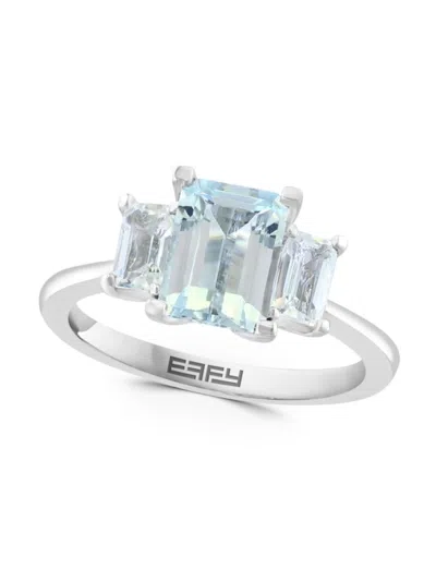 Effy Eny Women's Sterling Silver, White Topaz & Aquamarine Ring