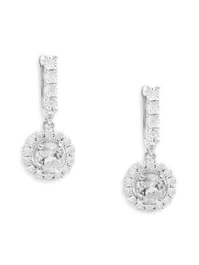 Effy Eny Women's Sterling Silver, White Topaz & Diamond Drop Earrings