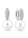 Effy Eny Women's Sterling Silver, White Topaz & Freshwater Pearl Earrings In Silver