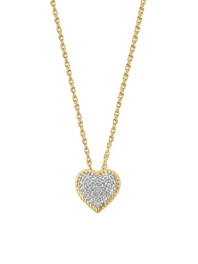 Effy Eny Women's Two Tone Sterling Silver & 0.12 Tcw Diamond Heart Pendant Necklace