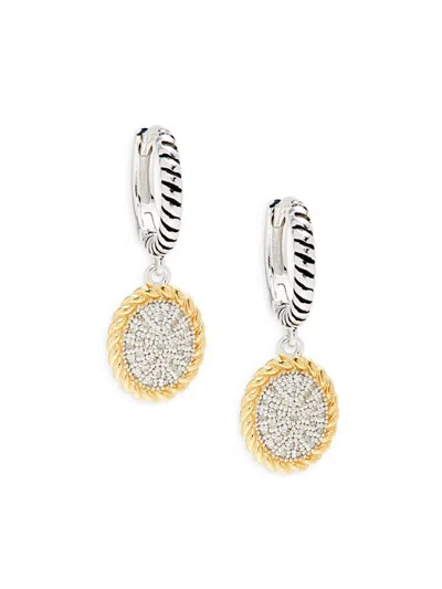 Effy Eny Women's Two Tone Sterling Silver & 0.17 Tcw Diamond Drop Earrings