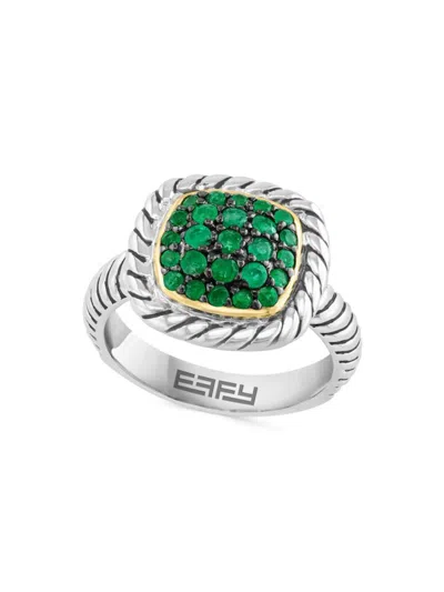 Effy Eny Women's Two Tone Sterling Silver & Emerald Ring