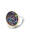 EFFY ENY WOMEN'S TWO TONE STERLING SILVER & MULTI STONE COCKTAIL RING