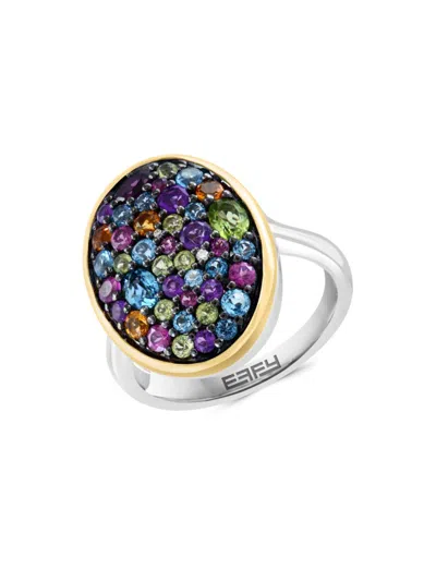 Effy Eny Women's Two Tone Sterling Silver & Multi Stone Cocktail Ring