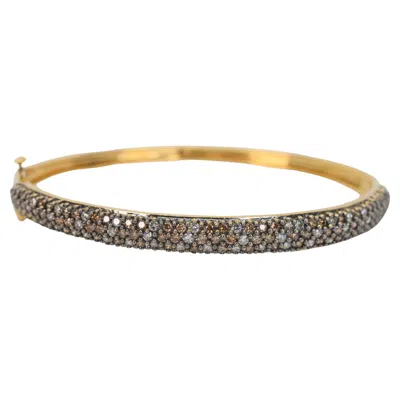 Pre-owned Effy Espresso Diamond 14 Karat Yellow Gold Bangle Bracelet By