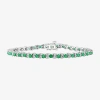 Effy Final Call 1/5 Ct. T.w. Diamond & Genuine Gemstone Sterling Silver Tennis Bracelet In Green