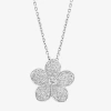 Effy Final Call (e-f / Vs2-si1) Womens 3/4 Ct. T.w. Lab Grown White Diamond Sterling Silver Flower 16 Inch Pendant N In Transparent