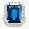 Effy Final Call Genuine Blue Topaz & 1/2 Ct. T.w. Natural Diamond 14k White Gold Halo Cocktail Ring In Blue
