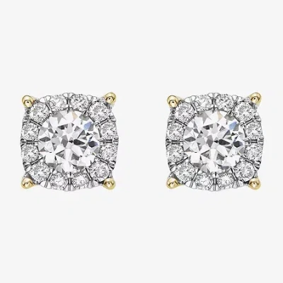 Effy Final Call Limited Quantities! 1 1/5 Ct. T.w. Lab Grown White Diamond 14k Gold 7.8mm Round Stud Earrings In Yellow