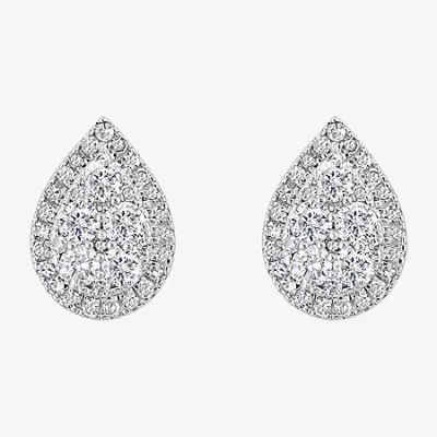 Effy Final Call Limited Quantities! 1/2 Ct. T.w. Natural White Diamond Sterling Silver 10.2mm Pear Stud Earrings