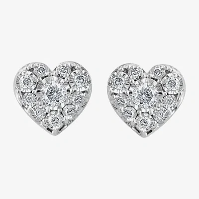 Effy Final Call Limited Quantities! 1/4 Ct. T.w. Natural White Diamond Sterling Silver 6.5mm Heart Stud Earrings