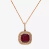 Effy Final Call Limited Quantities!  Womens Lead Glass-filled Red Ruby 14k Gold Pendant Necklace In Transparent