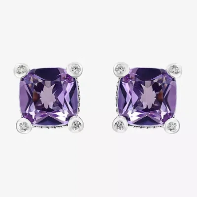 Effy Final Call Limited Quantities! Genuine Purple Amethyst Sterling Silver 8.8mm Square Stud Earrings