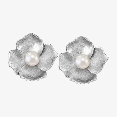 Effy Final Call Limited Quantities! White Cultured Freshwater Pearl Sterling Silver 15mm Flower Stud Earrings In Yellow