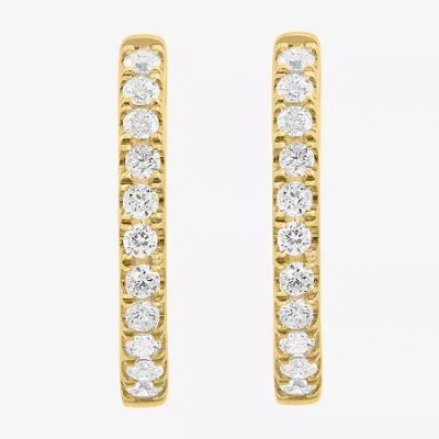 Effy Final Call Limited Quantities! Womens 1/2 Ct. T.w. Lab Grown White Diamond 14k Gold Hoop Earrings In Yellow