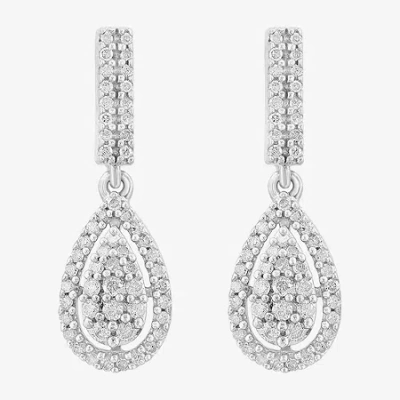 Effy Final Call Limited Quantities! Womens 1/2 Ct. T.w. Natural White Diamond Sterling Silver Pear Drop Earrings