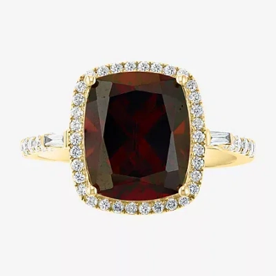 Effy Final Call Limited Quantities! Womens 1/3 Ct. T.w. Genuine Red Garnet 14k Gold Halo Side Stone Cocktail Ring In Transparent