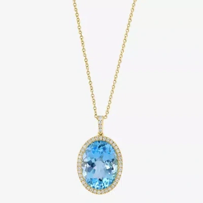 Effy Final Call Limited Quantities! Womens 1/4 Ct. T.w. Genuine Blue Topaz 14k Gold Oval 18 Inch Pendant Necklace