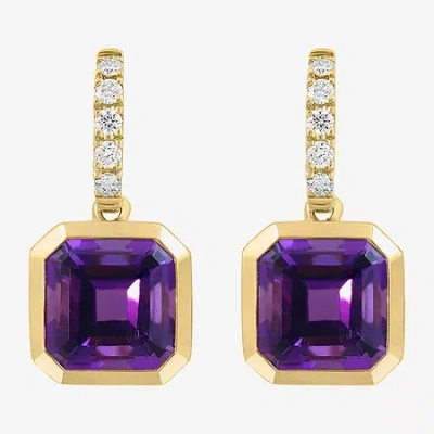 Effy Final Call Limited Quantities! Womens 1/5 Ct. Genuine Purple Amethyst 14k Gold Cushion Drop Earrings