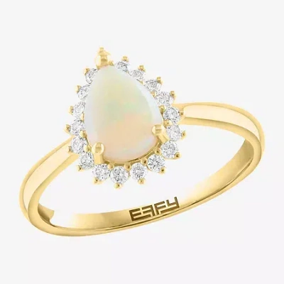 Effy Final Call Limited Quantities! Womens 1/5 Ct. Genuine White Opal 14k Gold Pear Halo Cocktail Ring In Neutral
