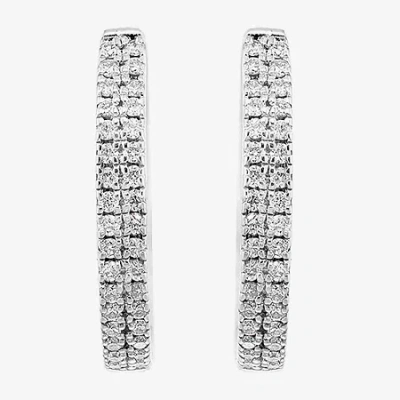 Effy Final Call Limited Quantities! Womens 1/5 Ct. Natural White Diamond Sterling Silver 13.7mm Hoop Earrings