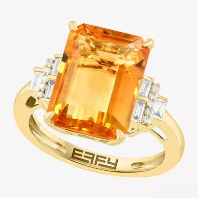 Effy Final Call Limited Quantities! Womens 1/6 Ct. T.w. Genuine Orange Citrine 14k Gold Cocktail Ring