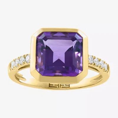 Effy Final Call Limited Quantities! Womens 1/6 Ct. T.w. Genuine Purple Amethyst 14k Gold Cushion Cocktail Ring
