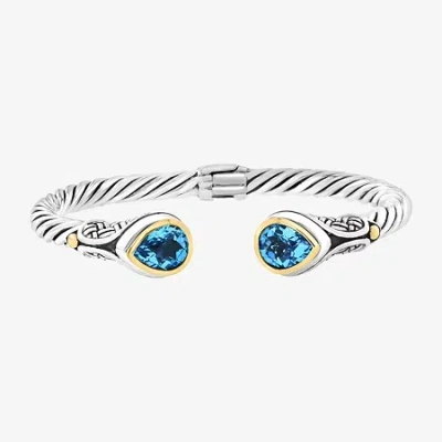 Effy Final Call Limited Quantities! Womens Blue Topaz 18k Gold Over Silver Cuff Bracelet In Transparent