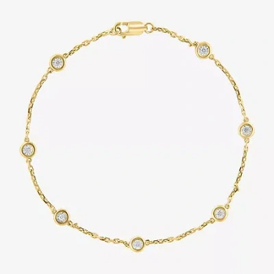 Effy Final Call Limited Quantities! Womens Diamond Accent Natural White Diamond 14k Gold Over Silver Strand Bracelet In Yellow