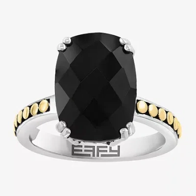 Effy Final Call Limited Quantities! Womens Genuine Black Onyx 18k Gold Over Silver Side Stone Cocktail Ring