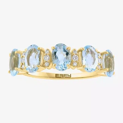 Effy Final Call Womens 1/10 Ct. T.w. Genuine Blue Aquamarine 14k Gold 5-stone Band In Transparent