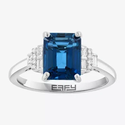 Effy Final Call Womens 1/10 Ct. T.w. Genuine Blue Topaz 14k White Gold Cocktail Ring