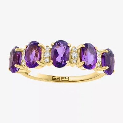 Effy Final Call Womens 1/10 Ct. T.w. Genuine Purple Amethyst 14k Gold 5-stone Band