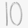 Effy Final Call Womens 1/2 Ct. T.w. Natural Diamond Sterling Silver 40.6mm Hoop Earrings In Silver