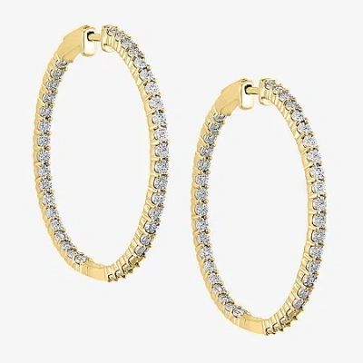 Effy Final Call Womens 1/2 Ct. T.w. Natural Diamond Sterling Silver 40.6mm Hoop Earrings In Multi