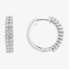 Effy Final Call Womens 1/4 Ct. T.w. Natural White Diamond Sterling Silver 19.9mm Hoop Earrings In Transparent