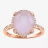 Effy Final Call Womens 1/6 Ct. T.w. Genuine Pink Quartz 14k Rose Gold Oval Halo Cocktail Ring In Pink