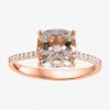 Effy Final Call Womens 1/7 Ct. T.w. Genuine Pink Morganite 14k Rose Gold Side Stone Cocktail Ring In Transparent
