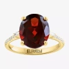 Effy Final Call Womens 1/7 Ct. T.w. Genuine Red Garnet 14k Gold Oval Side Stone Cocktail Ring In Transparent