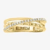 Effy Final Call Womens 3mm 1/5 Ct. Natural White Diamond 14k Gold Crossover Band In Gold