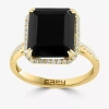 Effy Final Call Womens Diamond Accent Genuine Black Onyx 14k Gold Round Cocktail Ring In Transparent