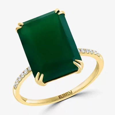 Effy Final Call Womens Diamond Accent Genuine Green Onyx 14k Gold Cocktail Ring In Transparent