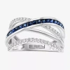Effy Final Call Womens Genuine Blue Sapphire & 1/3 Ct. T.w. Natural Diamond 14k White Gold Cocktail Ring In Transparent