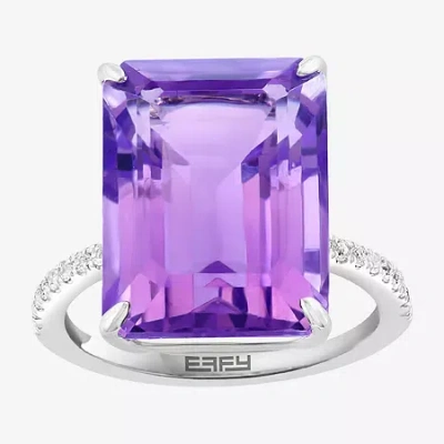 Effy Final Call Womens Genuine Gemstone & Genuine White Sapphire Sterling Silver Cocktail Ring In Purple