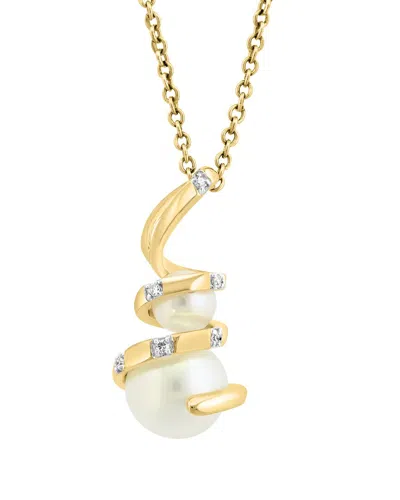 Effy Fine Jewelry 14k 0.02 Ct. Tw. Diamond & 4,7mm Pearl Necklace In Gold