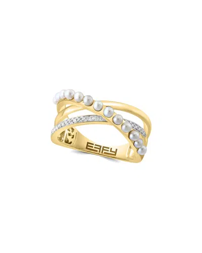 Effy Fine Jewelry 14k 0.07 Ct. Tw. Diamond & 2mm Pearl Ring