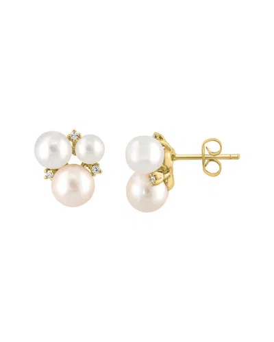 Effy Fine Jewelry 14k 0.08 Ct. Tw. Diamond & 5,6,7mm Pearl Earrings In White