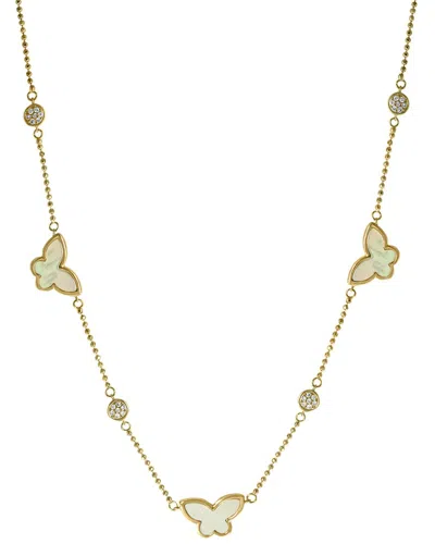 Effy Fine Jewelry 14k 0.08 Ct. Tw. Diamond & 6-10mm Pearl Necklace In Gold